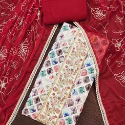 Blissta Floral Printed Beads & Stones Unstitched Dress Material-picture-25