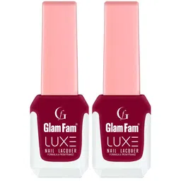 GlamFam Set Of 2 Glossy Finish Luxe Nail Lacquer - 12 ml Each - Reddish Magenta - 09-7