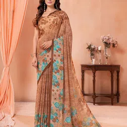 Garden Vareli Geometric Printed Pure Georgette Saree-picture-20
