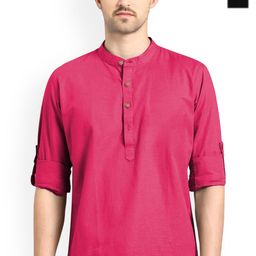 Vida Loca Selection Of 2 Band Collar Cotton Straight Short Kurtas-picture-24
