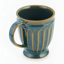 Fabindia Blue & Gold-Toned Textured Ceramic Glossy Mugs Set of Cups and Mugs-33