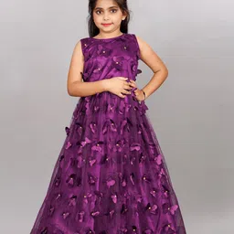 JULEE Girls Floral Embroidered Round Neck Maxi Dress-image-74