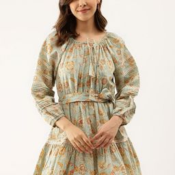 CORSICA Floral Printed Fit & Flare Dress-image-98