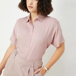 max Extended Sleeves Solid Shirt Style Top-44