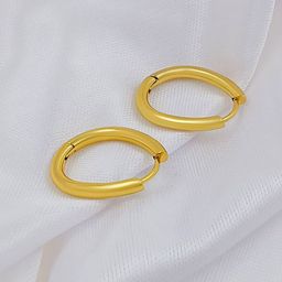 Saizen Stainless Steel Gold Plated Circular Hoop Earrings-image-53