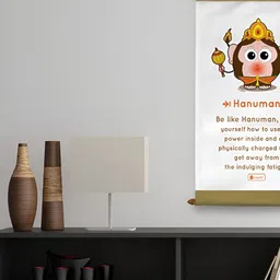 Indigifts White & Brown Be Like Hanuman Printed Wall Hanging-23