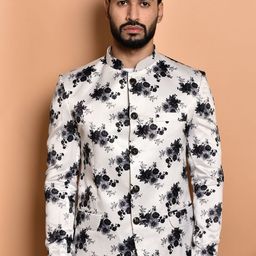 PRINTINDIA Printed Mandarin Collar Single Breasted Bandhgala Blazer-image-78