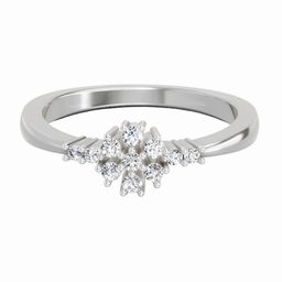Sparkles Diamond 0.16 Carat Round Cluster Ring IGI Certified 14K White Gold ( Size 18 )-image-51