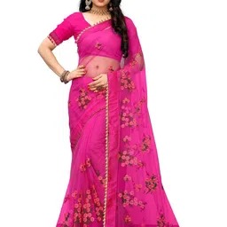 PATLANI STYLE Floral Embroidered Net Saree-picture-46