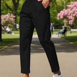 Next One Men Comfort Slim Fit Mid-Rise Easy Wash Pleated Trouser-picture-2