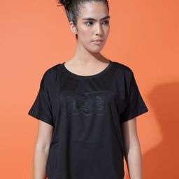 MKH Women Typography Extended Sleeves Raw Edge T-shirt-image-49