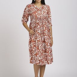 MeeMee Print Applique Maternity Fit & Flare Midi Dress-image-40