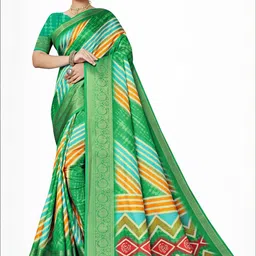 J 6 DESIGNER Leheriya Printed Saree With Blouse Piece-picture-8