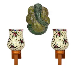 Somil Indore Mosaic Decorative Lamp Combo of Matching Wall Lamp & Blessing God Ganesh Wall Lamp, Multi Compatible with LED, Size: 14.5 X 14.5 X 28 Cm, Pack of 3.-image-54