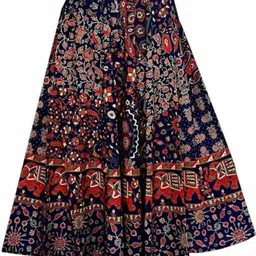 RAAKA Women Printed Cotton Flared Maxi Skirt-44