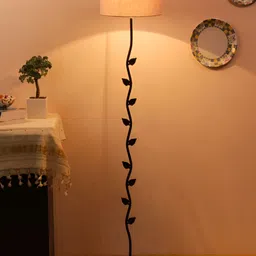 Devansh Black & Grey Cotton Floor Lamp With Shade-13