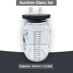 jetflon Suction Glass Jar 1500ml 1 set for suction machine with 2 Float Safety valve 1500 ml Solution Basin image 3
