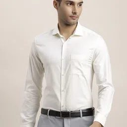 Turtle Men Classic Spread Collar Solid Cotton Slim Fit Formal Shirt-image-88