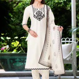 MOJILAA Yoke Design Round Neck Kurta With Trousers & Dupatta-picture-33