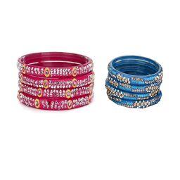SOMIL Set of 8 Pink Alloy Bangles-image-31