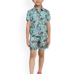 Funny Bones Clothings Boys Tiger Printed Shirt With Shorts-43