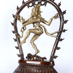 Exotic India Brown & Gold Toned Lord Nataraj Religious Brass Idol Showpiece-image-60