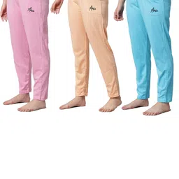 Pack of 3 Women Cotton Regular Fit Pyjama with Side Pockets-image-76