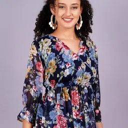 JC4U Print Flutter Sleeve Georgette Top image 3