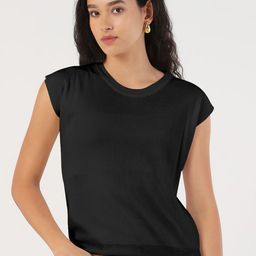 SHOWOFFFF Women Solid Round Neck Cap Sleeves Top-picture-48