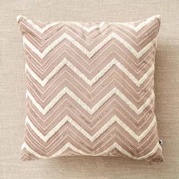 Home Centre Endura Pink & White Chevron Embroidered Square Cushion Covers-image-89