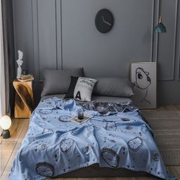 JC HOME Blue & Grey Geometric AC Room 300 GSM Double Bed Quilt-image-56