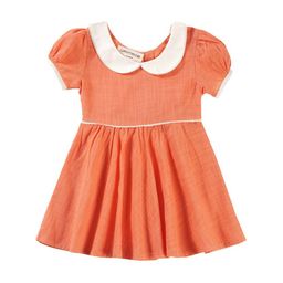 BAESD Girls Peter Pan Collar Puff SleevesPure Cotton Fit & Flared Dress-44