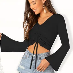 CORSICA Bell Sleeve Crop Top-16