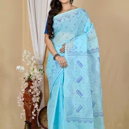 DipDiya Pure Cotton Handloom Taant Saree-image-53