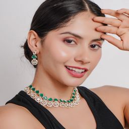 Divisha 18KT Gold Plated Stone Studded Jewellery Set-image-81