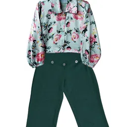 SILK SPARROW Girls Floral Printed Shirt With Trouser-image-3