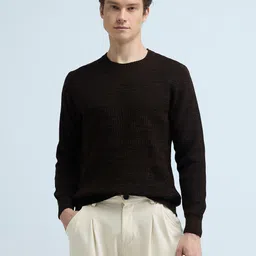 Flying Machine Men Self Design Cable Knit Pullover Ribbed Sweater-picture-43