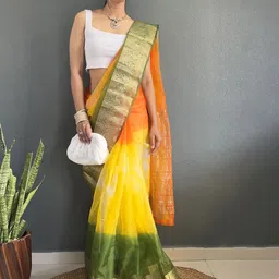 HERE&NOW Ombre Zari Organza Kanjeevaram Saree-picture-29