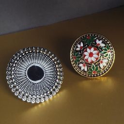 Piu Jewels Set Of 2 Silver-Plated Beaded Finger Rings-image-23