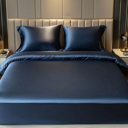 COOLBEDS Navy Blue 400 TC King Bedsheet Set-image-24