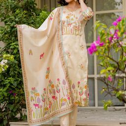 KALINI Women Floral Embroidered Kurta with Trousers & Dupatta-image-71