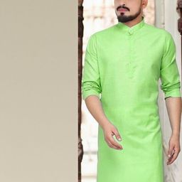 ANUJ FASHION Men Green Mandarin Collar Straight Kurta-picture-11