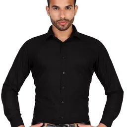 DESIGN UP Men Classic Spread Collar Solid Polycotton Slim Fit Casual Shirt-image-15