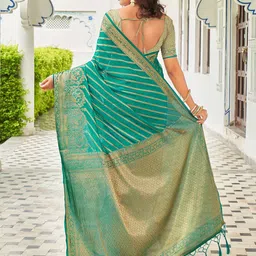 Moksha Trends Leheriya Zari Silk Blend Designer Banarasi Saree image 4