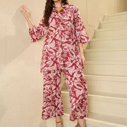 IMANA Printed Pure Cotton Top With Trouser Co-Ords-image-94