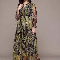 aarke Ritu Kumar Paisley Print Gathered and Pleated Fit & Flare Maxi Dress-picture-35