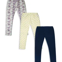 Nino Togs Girls Pack Of 3 Printed Pure Cotton Ankle-Length Leggings-24