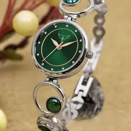 WHITE BIRD Women Embellished Dial Floating Pearl Analogue Watch 6025 Silver D Green-picture-3