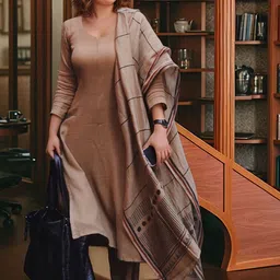 Anni Designer Notch Neck StraightKurta With Palazzo And Dupatta-image-94