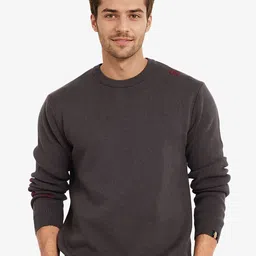RARE RABBIT Men Typography Ribbed Pullover-image-89